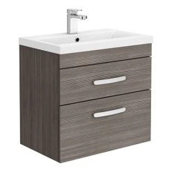 Brooklyn 600mm Grey Avola 2 Drawer Wall Hung Vanity Unit