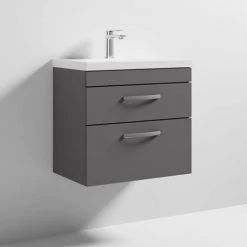 Brooklyn 600 Gloss Grey Wall Hung 2 Drawer Vanity Unit with Thin-Edge Basin 7 Brooklyn 600 Gloss Grey Wall Hung 2 Drawer Vanity Unit with Thin-Edge Basin -Vanity Units Sales Store BWH6GG2DTE d3 460