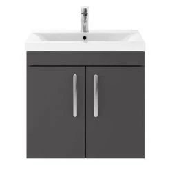 Brooklyn 600mm Gloss Grey 2 Door Wall Hung Vanity Unit -Vanity Units Sales Store BWH6GG d4 460