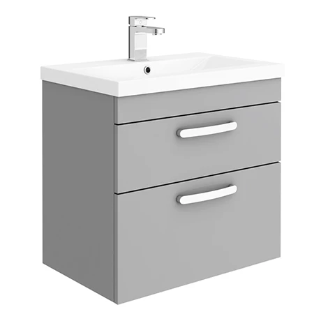 Brooklyn 600mm Grey Mist 2 Drawer Wall Hung Vanity Unit 1 Brooklyn 600mm Grey Mist 2 Drawer Wall Hung Vanity Unit