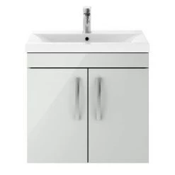 Brooklyn 600mm Grey Mist 2 Door Wall Hung Vanity Unit -Vanity Units Sales Store BWH6GM d3 460