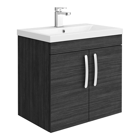 Brooklyn 600mm Black 2 Door Wall Hung Vanity Unit 1 Brooklyn 600mm Black 2 Door Wall Hung Vanity Unit