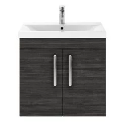 Brooklyn 600mm Black 2 Door Wall Hung Vanity Unit 7 Brooklyn 600mm Black 2 Door Wall Hung Vanity Unit -Vanity Units Sales Store BWH6HB d4 460