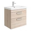 Brooklyn 600 Natural Oak Wall Hung 2 Drawer Vanity Unit with Thin-Edge Basin