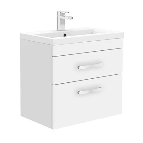 Brooklyn 600mm White Gloss 2 Drawer Wall Hung Vanity Unit 1 Brooklyn 600mm White Gloss 2 Drawer Wall Hung Vanity Unit