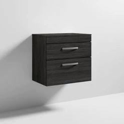 Brooklyn Wall Hung Countertop Vanity Unit - Black - 605mm 2 Drawer -Vanity Units Sales Store BWH6WT2DB n d1 460