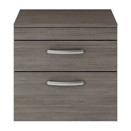 Brooklyn Wall Hung Countertop Vanity Unit - Grey Avola - 605mm 2 Drawer with Chrome Handles 2 Brooklyn Wall Hung Countertop Vanity Unit - Grey Avola - 605mm 2 Drawer with Chrome Handles - Image 2