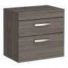 Brooklyn Wall Hung Countertop Vanity Unit - Grey Avola - 605mm 2 Drawer with Chrome Handles