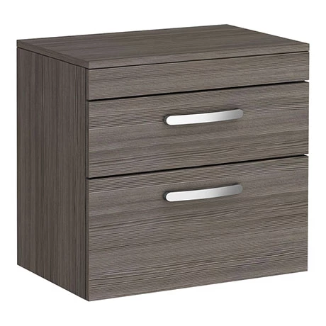 Brooklyn Wall Hung Countertop Vanity Unit - Grey Avola - 605mm 2 Drawer with Chrome Handles 1 Brooklyn Wall Hung Countertop Vanity Unit - Grey Avola - 605mm 2 Drawer with Chrome Handles