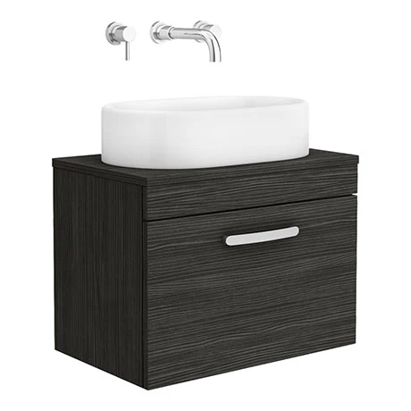 Brooklyn Wall Hung Countertop Basin Unit - Black - 605mm incl. Basin 1 Brooklyn Wall Hung Countertop Basin Unit - Black - 605mm incl. Basin