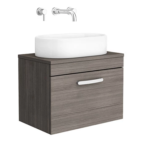Brooklyn Wall Hung Countertop Basin Unit - Grey Avola - 605mm inc. Basin 1 Brooklyn Wall Hung Countertop Basin Unit - Grey Avola - 605mm inc. Basin
