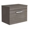 Brooklyn Wall Hung Countertop Vanity Unit - Grey Avola - 605mm with Chrome Handle