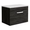 Brooklyn Wall Hung Countertop Vanity Unit - Black - 600mm with White Worktop & Chrome Handle