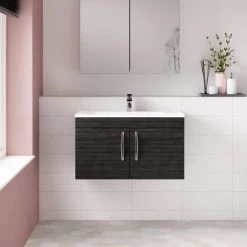 Brooklyn 800mm Black 2 Door Wall Hung Vanity Unit 8 Brooklyn 800mm Black 2 Door Wall Hung Vanity Unit -Vanity Units Sales Store BWH82DBLK d3 460