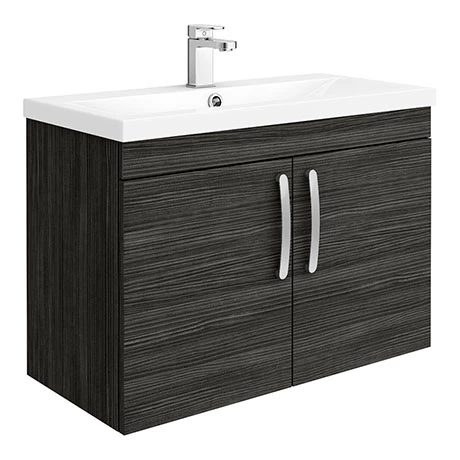 Brooklyn 800mm Black 2 Door Wall Hung Vanity Unit 1 Brooklyn 800mm Black 2 Door Wall Hung Vanity Unit