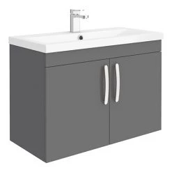Brooklyn 800mm Gloss Grey 2 Door Wall Hung Vanity Unit