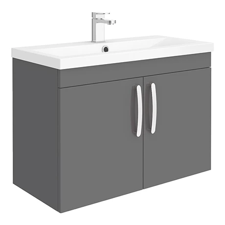 Brooklyn 800mm Gloss Grey 2 Door Wall Hung Vanity Unit 1 Brooklyn 800mm Gloss Grey 2 Door Wall Hung Vanity Unit