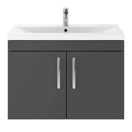 Brooklyn 800mm Gloss Grey 2 Door Wall Hung Vanity Unit 4 Brooklyn 800mm Gloss Grey 2 Door Wall Hung Vanity Unit - Image 4