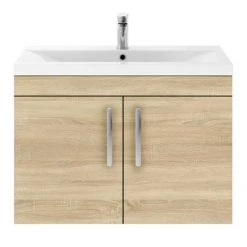 Brooklyn 800mm Natural Oak 2 Door Wall Hung Vanity Unit -Vanity Units Sales Store BWH82DNO d2 460