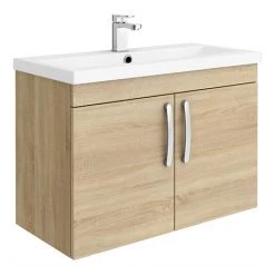 Brooklyn 800mm Natural Oak 2 Door Wall Hung Vanity Unit