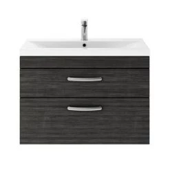 Brooklyn 800mm Black 2 Drawer Wall Hung Vanity Unit 9 Brooklyn 800mm Black 2 Drawer Wall Hung Vanity Unit -Vanity Units Sales Store BWH8BLK2D d4 460