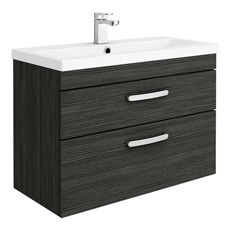 Brooklyn 800mm Black 2 Drawer Wall Hung Vanity Unit 1 Brooklyn 800mm Black 2 Drawer Wall Hung Vanity Unit