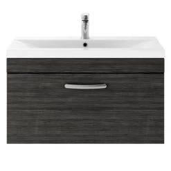 Brooklyn Black 800mm Wall Hung Vanity Unit - Single Drawer -Vanity Units Sales Store BWH8BLK d1 460