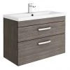 Brooklyn 800mm Grey Avola 2 Drawer Wall Hung Vanity Unit