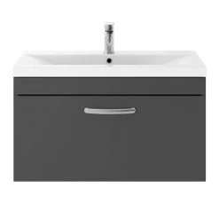 Brooklyn 800mm Gloss Grey 1 Drawer Wall Hung Vanity Unit -Vanity Units Sales Store BWH8GG d2 460