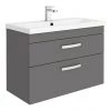 Brooklyn 800mm Gloss Grey 2 Drawer Wall Hung Vanity Unit