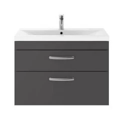 Brooklyn 800mm Gloss Grey 2 Drawer Wall Hung Vanity Unit -Vanity Units Sales Store BWH8GRY2D d3 460
