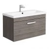 Brooklyn Grey Avola 800mm Wall Hung Vanity Unit - Single Drawer