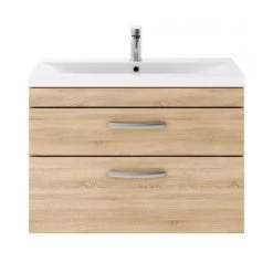 Brooklyn 800mm Natural Oak 2 Drawer Wall Hung Vanity Unit -Vanity Units Sales Store BWH8N2D d2 460