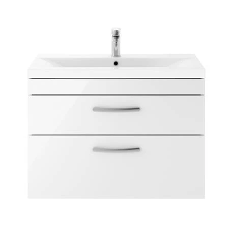 Brooklyn 800mm Gloss White 2 Drawer Wall Hung Vanity Unit 3 Brooklyn 800mm Gloss White 2 Drawer Wall Hung Vanity Unit - Image 3