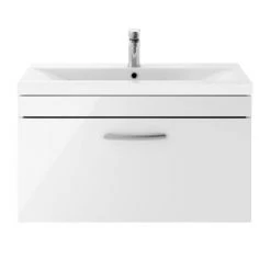 Brooklyn 800mm White Gloss Wall Hung Vanity Unit - Single Drawer -Vanity Units Sales Store BWH8WHT d1 460