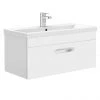 Brooklyn 800mm White Gloss Wall Hung Vanity Unit - Single Drawer