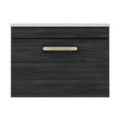 Brooklyn Wall Hung Countertop Vanity - Black - 600mm with White Worktop & Brushed Brass Handle -Vanity Units Sales Store BWHB6WW BB d4 460