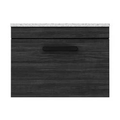 Brooklyn Wall Hung Countertop Vanity - Black - 600mm with White Worktop & Matt Black Handle -Vanity Units Sales Store BWHB6WW MB d4 460