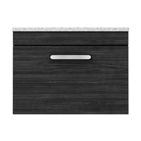 Brooklyn Wall Hung Countertop Vanity Unit - Black - 600mm with White Worktop & Chrome Handle 5 Brooklyn Wall Hung Countertop Vanity Unit - Black - 600mm with White Worktop & Chrome Handle - Image 5
