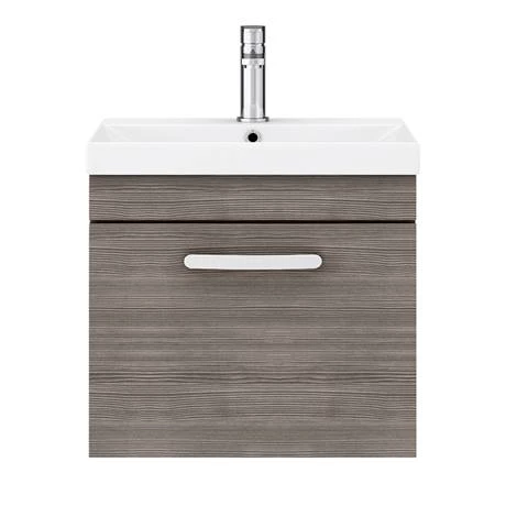 Brooklyn 500 Grey Avola Wall Hung 1-Drawer Vanity Unit with Thin-Edge Basin 5 Brooklyn 500 Grey Avola Wall Hung 1-Drawer Vanity Unit with Thin-Edge Basin - Image 5
