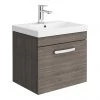 Brooklyn 500 Grey Avola Wall Hung 1-Drawer Vanity Unit with Thin-Edge Basin