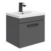 Brooklyn Wall Hung Vanity - Gloss Grey - 500mm Wide 1-Drawer inc. Matt Black Handle