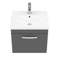Brooklyn 500 Gloss Grey Wall Hung 1-Drawer Vanity Unit with Thin-Edge Basin 11 Brooklyn 500 Gloss Grey Wall Hung 1-Drawer Vanity Unit with Thin-Edge Basin -Vanity Units Sales Store BWHSD5GGTE d6 460