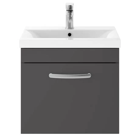 Brooklyn 500mm Gloss Grey Wall Hung 1-Drawer Vanity Unit 3 Brooklyn 500mm Gloss Grey Wall Hung 1-Drawer Vanity Unit - Image 3