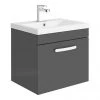Brooklyn 500mm Gloss Grey Wall Hung 1-Drawer Vanity Unit
