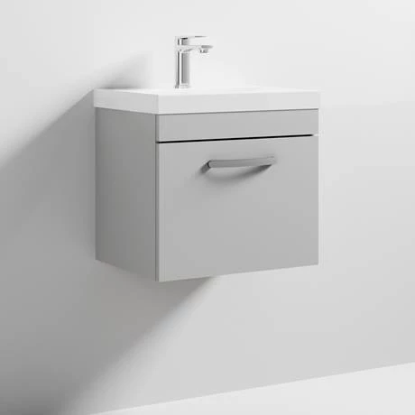 Brooklyn 500 Grey Mist Wall Hung 1-Drawer Vanity Unit with Thin-Edge Basin 3 Brooklyn 500 Grey Mist Wall Hung 1-Drawer Vanity Unit with Thin-Edge Basin - Image 3