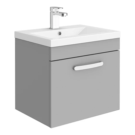 Brooklyn 500mm Grey Mist Wall Hung 1-Drawer Vanity Unit 1 Brooklyn 500mm Grey Mist Wall Hung 1-Drawer Vanity Unit