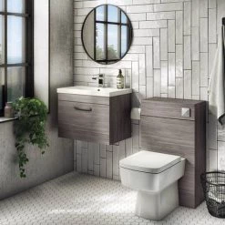 Brooklyn 500mm Grey Avola Wall Hung Vanity Unit - Single Drawer -Vanity Units Sales Store BWHSD5GRY n d4 460