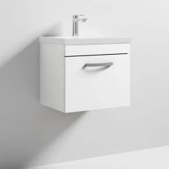 Brooklyn 500 Gloss White Wall Hung 1-Drawer Vanity Unit with Thin-Edge Basin 7 Brooklyn 500 Gloss White Wall Hung 1-Drawer Vanity Unit with Thin-Edge Basin -Vanity Units Sales Store BWHSD5WHTTE d2 460