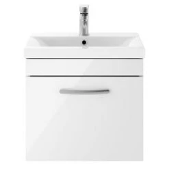 Brooklyn 500mm Gloss White Wall Hung 1-Drawer Vanity Unit -Vanity Units Sales Store BWHSD5WHT d2 460